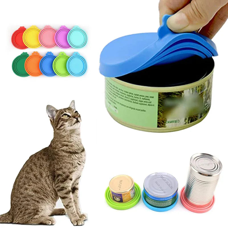 2pcs/set Reusable Pet Food Can Cover and Spoon