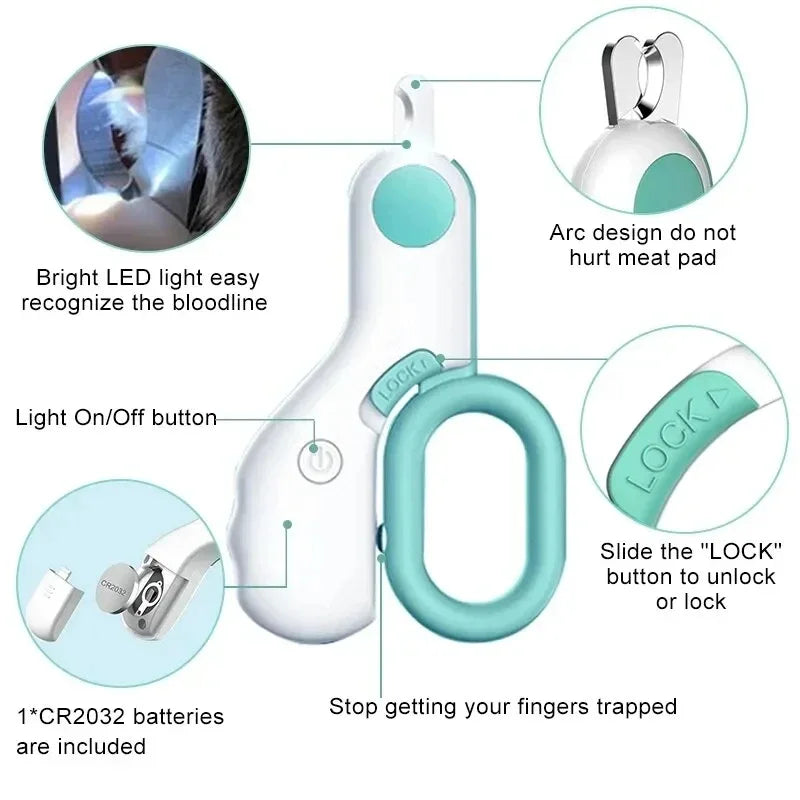 Cat Nail Clipper Cutter with LED Light